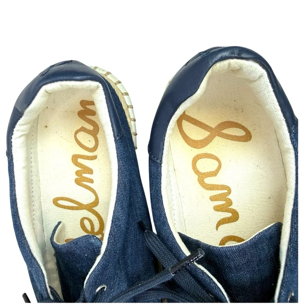 Sam Edelman Kavi Denim Platform Espadrille Sneakers Size 7.5 Coastal Y2K Retro